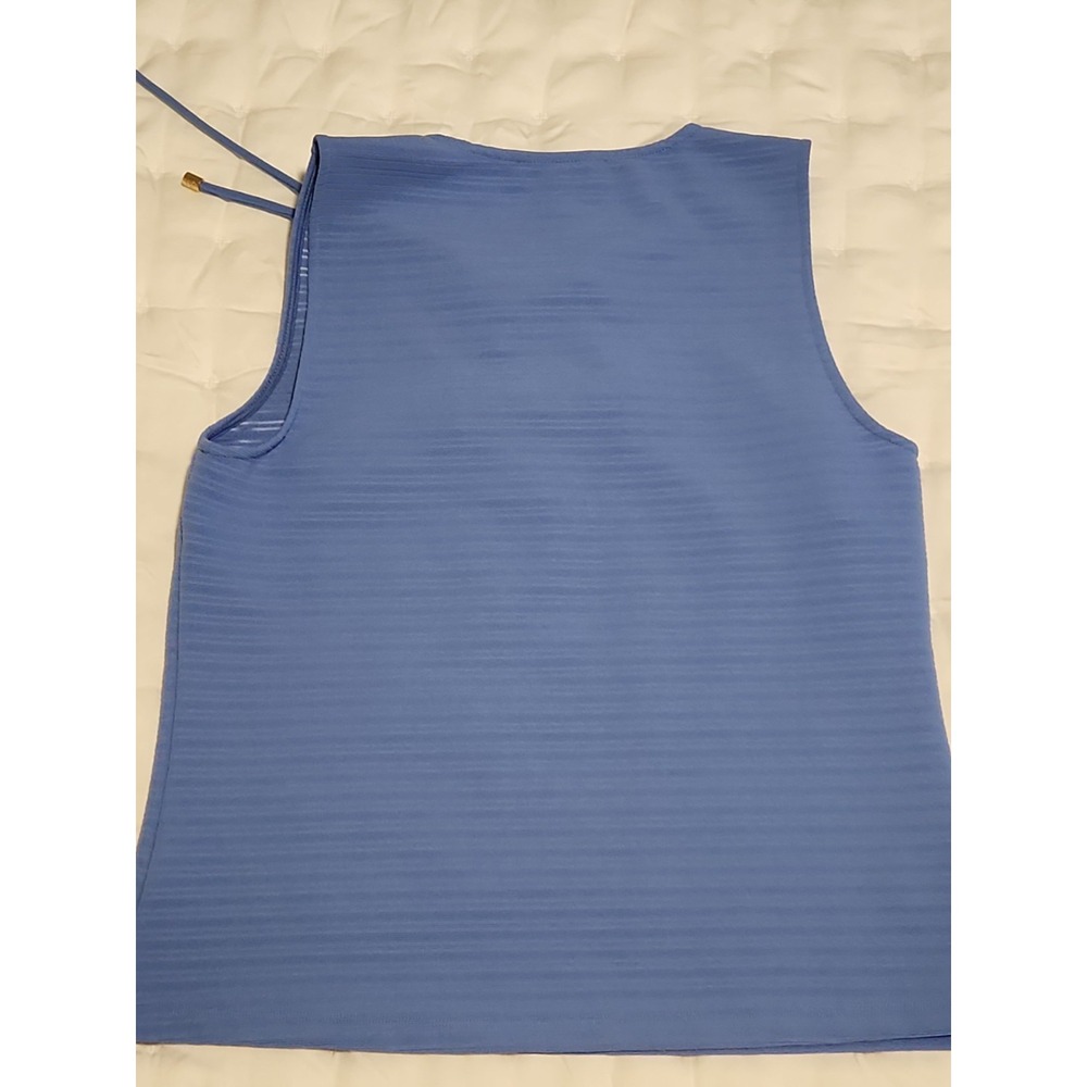Michael Kors Chive Blue Lace Up Grommet Sleeveless Top Size M MSRP $98 - Picture 7 of 11